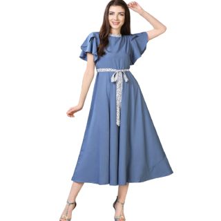 OOMPH! Women's Crepe A-Line Maxi Dress at Rs.449